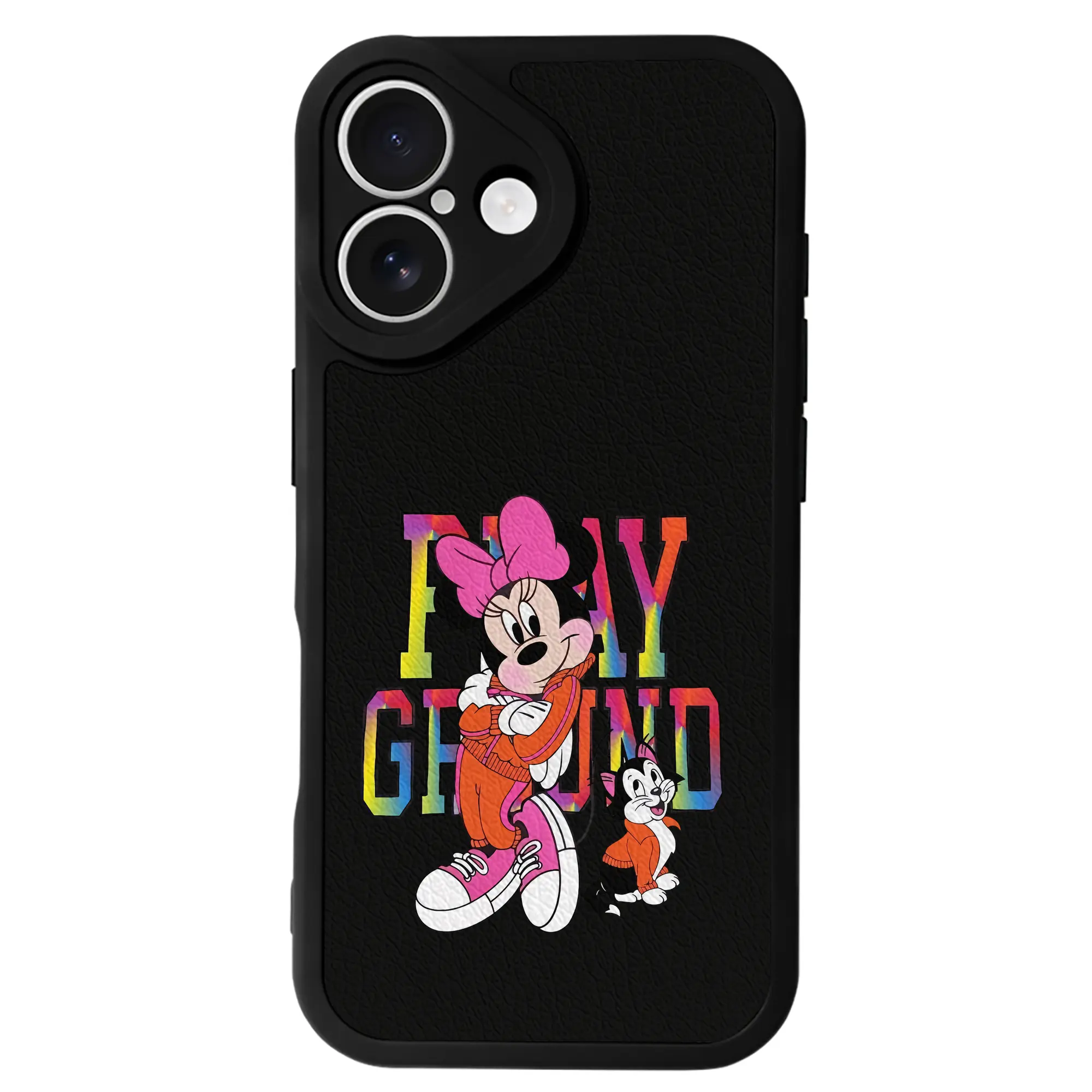 ミッキーマウス（Mickey Mouse） グッズ ミニーマウス（Minnie Mouse） - IPhone 16シリーズ対応 ・ シリコンスマホケース ・ レザー調 ・ 高精度フィット ・ 耐衝撃 ・ ワイヤレス充電対応 ・ 精密カット
